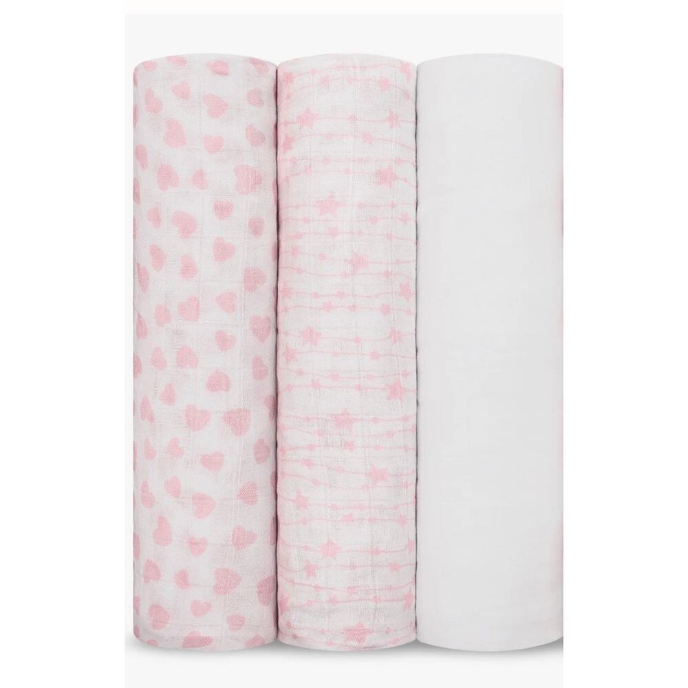 Comfy Cubs Muslin Swaddle Blankets, 3 
Pack - Pink